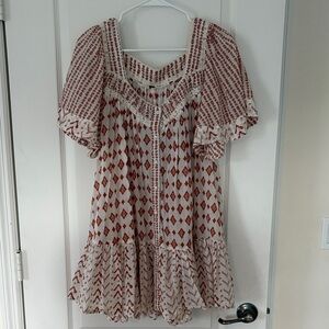Free People Terracotta and White Boho Dress